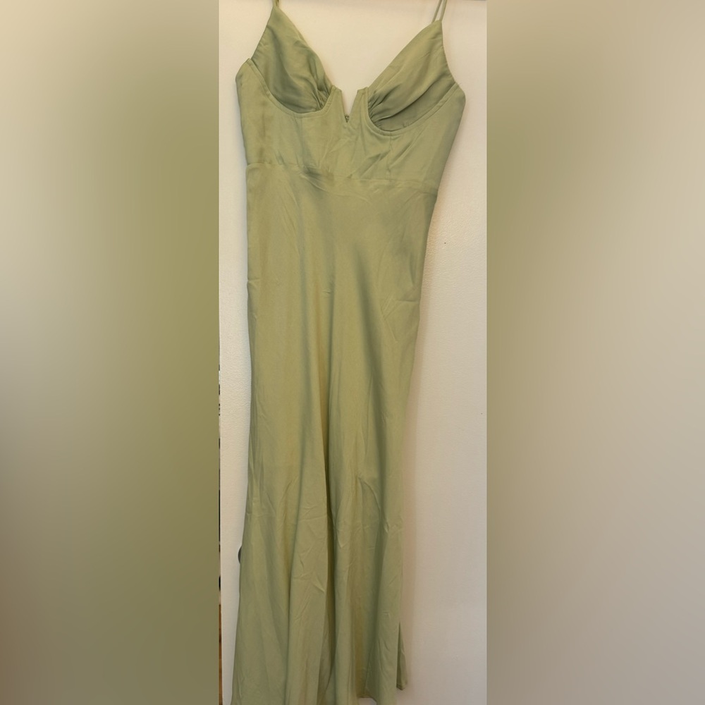 Green slip dress